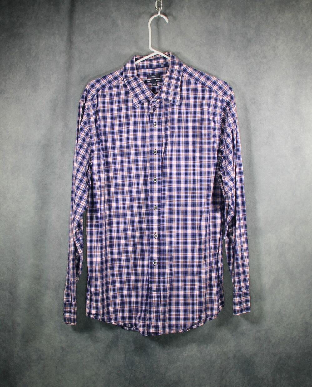 Men’s Gap Premium Slim Fit Long Sleeve Button-Down Shirt Plaid Size XL